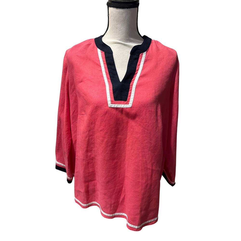⭐️ Women’s Talbots 100% Linen Pink Top Size 1X Lightweight Summer Cottagecore